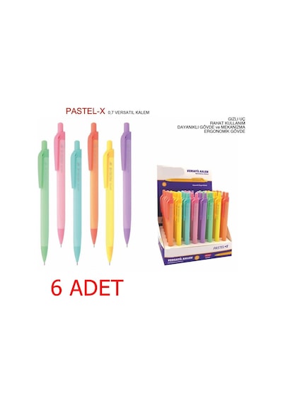 Pastel-x 0.7 Mm Uçlu Kalem 6 Adet Set Çok Renkli