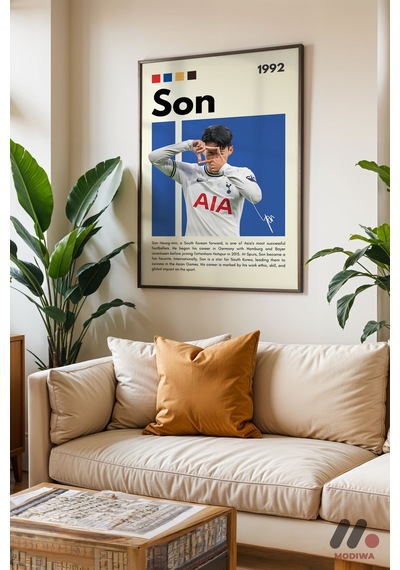 Son Heung-min Futbol Posteri, Siyah Çerçeveli Duvar Tablosu - Spor Severlere Hediye