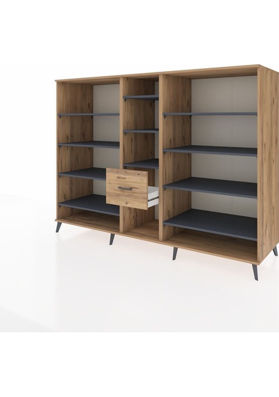 Kronos Dolap 11 Raflı 3 Çekmeceli 220x59x163 Çam-antrasit/çam Çam-antrasit/çam Kronos Dolap 11 Raflı 3 Çekmeceli 220x59x163 Çam-antrasit/çam Çam-antrasit/çam