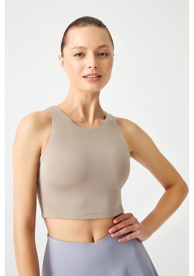 Los Ojos Vizon Halter Yaka Içi Sütyenli T-shirt Tank Top Vizon Vizon
