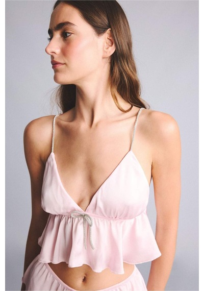 Defacto Regular Fıt Askılı Saten Pijama Üst G1175ax26sppn648 Pembe-pn648