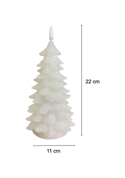 Yılbaşı Dekor Led Mum Parıltılı Wax Mum Led Işıklı Ev Ofis Otel Restoran Dekoratif Yılbaşı Süsü 22cm Beyaz