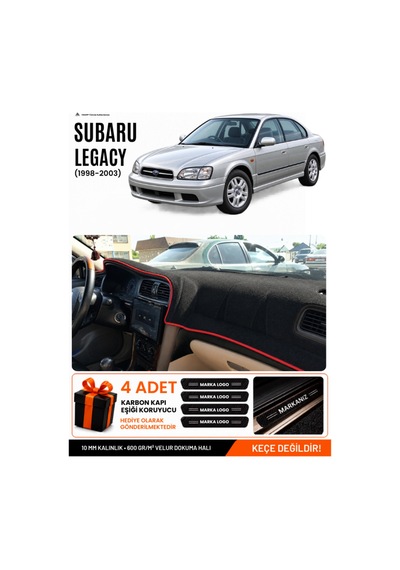 Subaru Legacy 1998-2003 Uyumlu Torpido Örtüsü, Torpido Kılıfı - Siyah Kırmızı