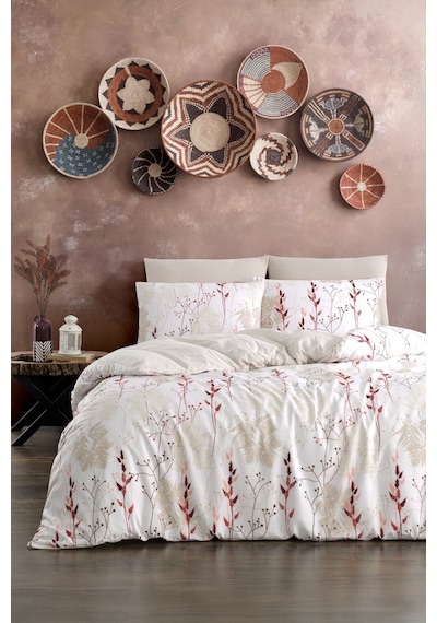 Veramoni Soft Dreams Soft Dreams Çift Kişilik Pamuklu Desenli Nevresim Takımı - Kırmızı