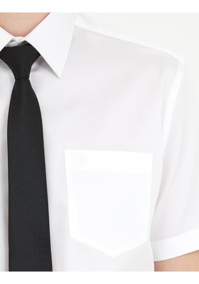 Pierre Cardin Beyaz %100 Pamuk Parlak Saten Regular Fit Kısa Kollu Basic Gömlek