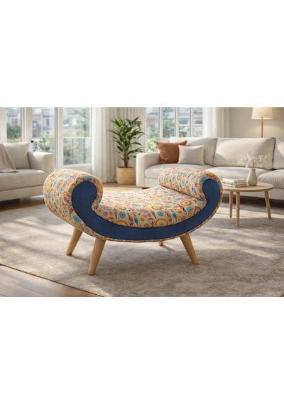 Modern Gondol Bench Puf Oturma Koltuğu Şık Dekoratif Çok Renkli