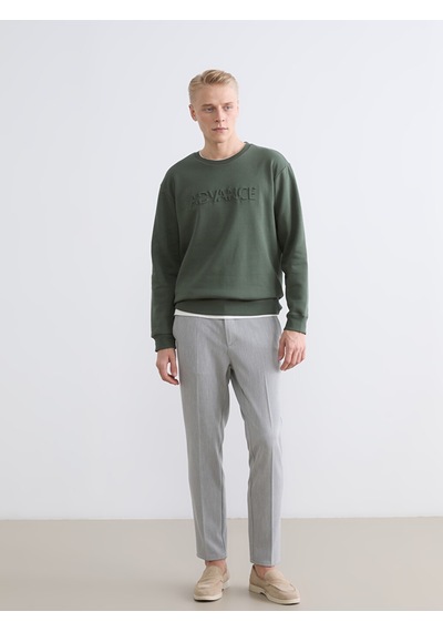 Lcw Vision Yeşil Bisiklet Yaka Baskılı Erkek Sweatshirt