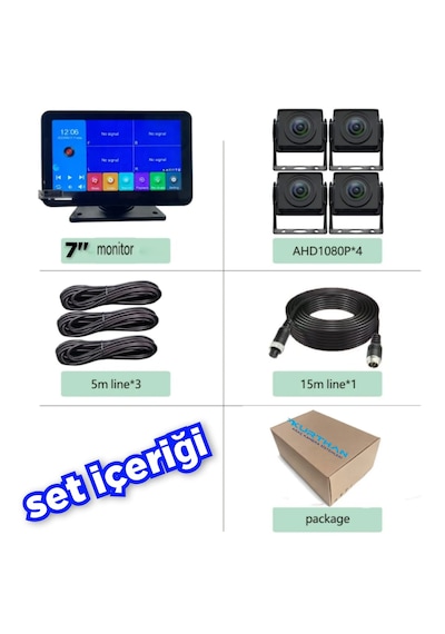 7 İnç 4 Ch Ahd 1080p Ultra Hd 512 Gb Dvr-usb-bsd Monitör Seti 12 - 24 Volt