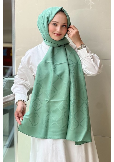Imannoor İmannoor 3040 I Baklava Ramy Jakar Şal 70x200 Mint Yeşil