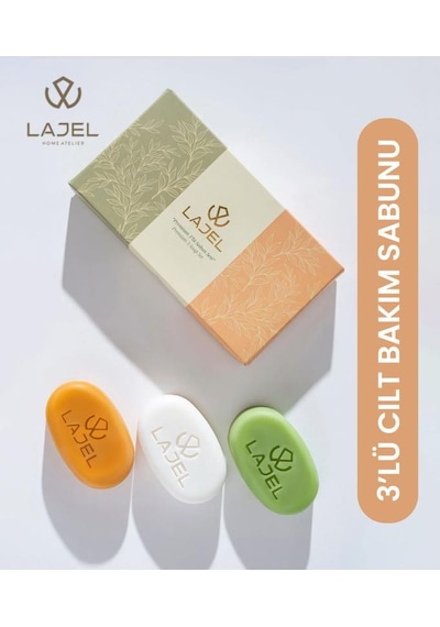 Lajel 3 Lü Cilt Bakım Sabunu Kolajen Kojik Asitli C Vitaminli Zeytinyağlı Doğal Sabun Seti Karışık