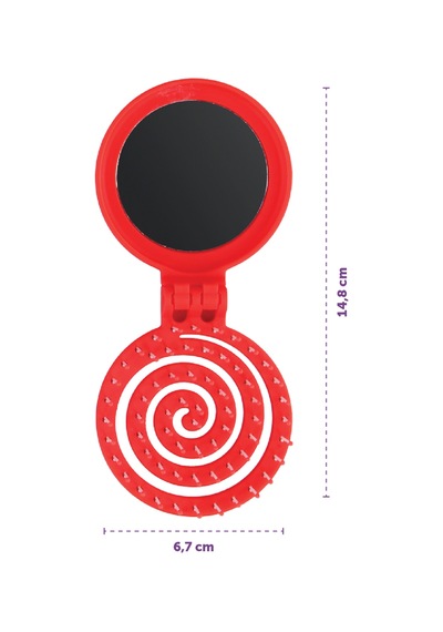 Beauty Makaron X Sw. Smiley Saç Fırçası - 3d Esnek, Aynalı, Çanta Boy - Compact Detangler Kırmızı