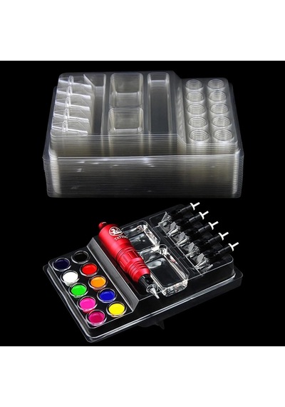 Ink Tray Dövme Boya Pota Organizer 20'li Steril Setup Seti