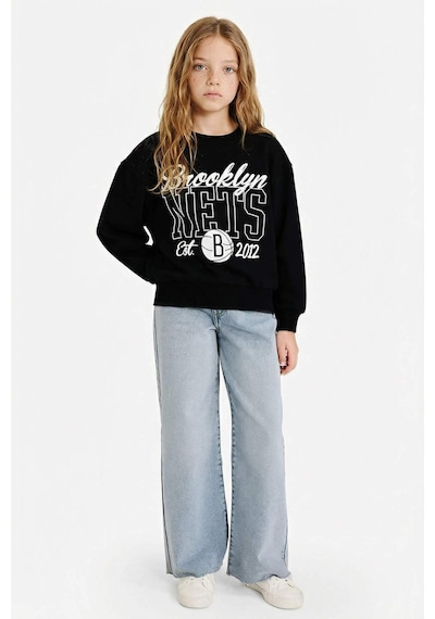 Defacto Kız Çocuk Nba Brooklyn Nets Oversize Geniş Kalıp Bisiklet Yaka Sweatshirt F3415a825aubk81 Siyah-bk81