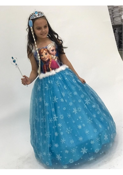 Elsa Resimli Frozen Gelinlik-Abiye-Kotüm