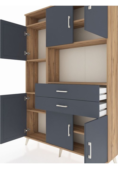 Arges Dolap 8 Raflı 2 Çekmeceli 6 Kapaklı 132x30x195 Çam-antrasit/antrasit Antrasıt/antrasıt Arges Dolap 8 Raflı 2 Çekmeceli 6 Kapaklı 132x30x195 Çam-antrasit/antrasit Antrasıt/antrasıt