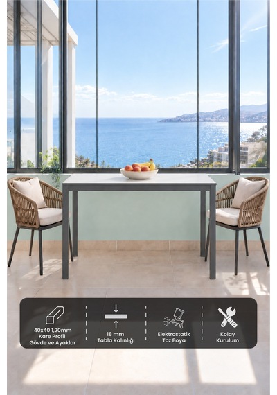 Balkon Masası 120 X 45 Cm Gri