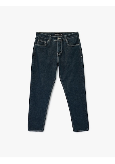 Koton Pamuklu Normal Bel Tapered Fit Jean Pantolon Koyu İndigo 7wam40048nd