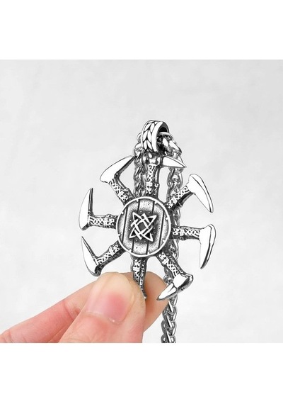 İskandinav 316l Viking Paslanmaz Çelik Rüzgar Dişlisi Kolye Erkek Çok Renkli