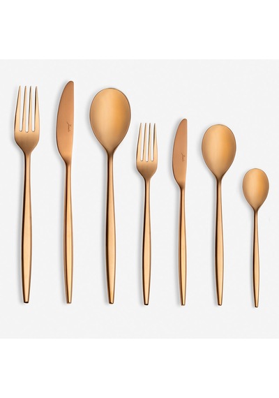 Jumbo 5800 Apollo Titanyum Bronz 12 Kişilik 84 Parça Çatal Kaşık Bıçak Takımı Titanyum Bronz
