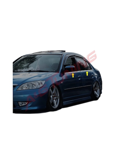Honda Civic Krom Cam Çıtası Tk 2002-2006 4Prç Paslanmaz Çelik N11.6283