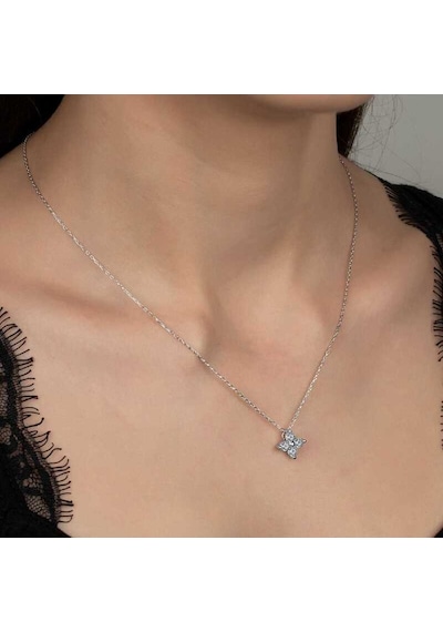 Swarovski Taşlı Gümüş Çiçek Kadın Kolye (551181287)