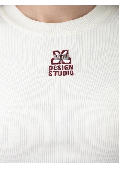 Zekids Kız Çocuk Fitilli Yarım Kollu Crop T-shirt-15799 Krem Bordo