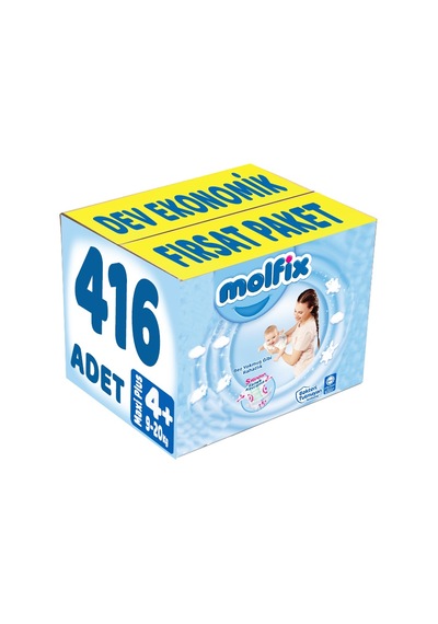 Molfix Bebek Bezi 4 Numara Maxi Plus Dev Ekonomi 416 Adet 8'li