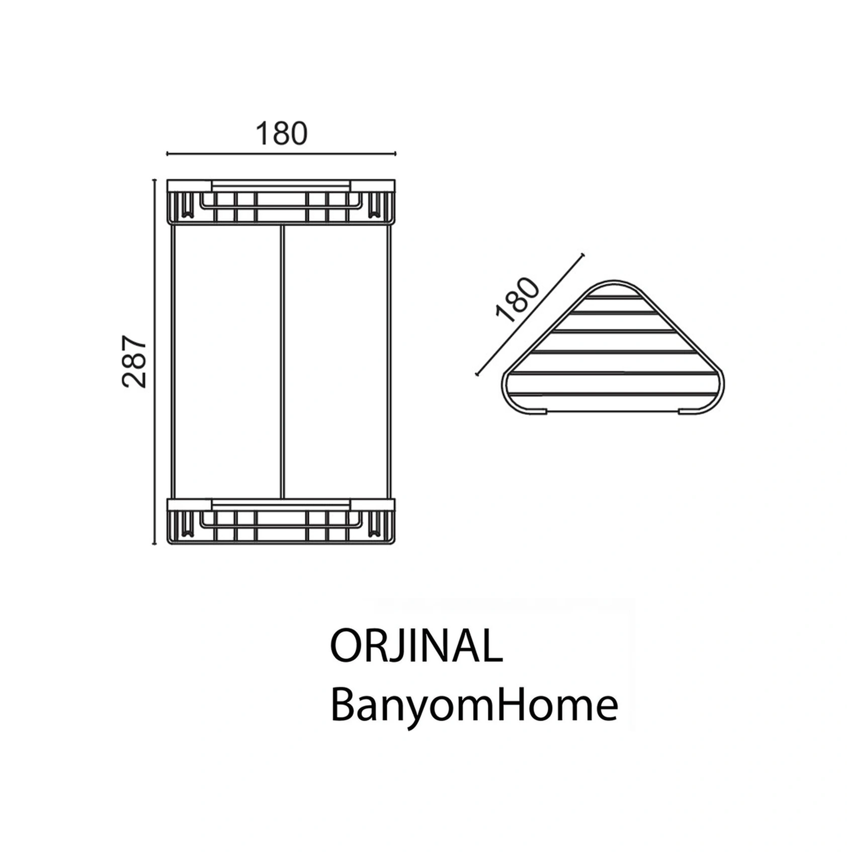 Çelik Banyo Paslanmaz Pirinç Efe 2'li 18x18 Cm Şampuanlık Banyo Rafı Krom