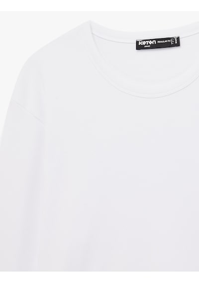 Koton Regular Fit Pamuklu Kısa Kollu Bisiklet Yaka Tişört Beyaz 6sam10386mk Beyaz