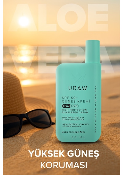 Uraw Aloe Vera Kuru Atopik Ciltlere Özel Doku Yenileyici Güneş Kremi SPF50+ 50 ML