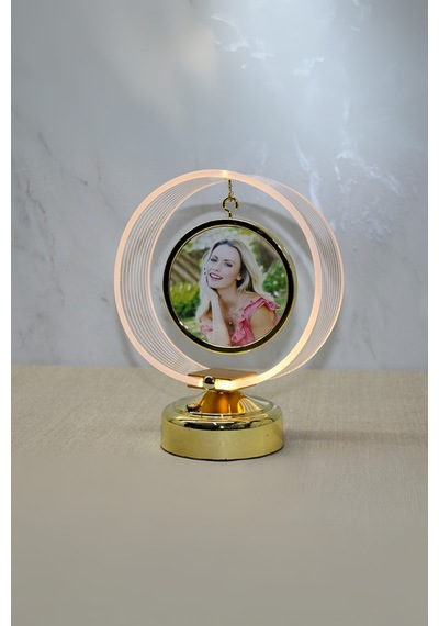 Büro Ev Ofis Hediyesi İçin 19x18cm Yuvarlak Led Fotoğraf Çerçevesi
