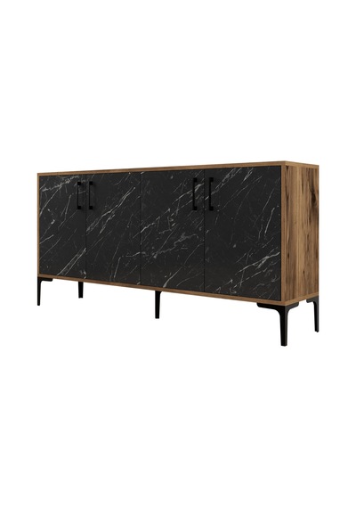 Kiev 160cm Konsol - Ceviz / Siyah Mermer