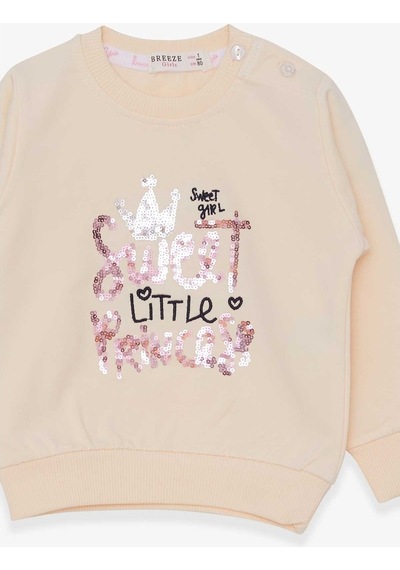 Breeze Kız Çocuk Sweatshirt Nakışlı Pullu 1-4 Yaş, Krem (553857958) Çok Renkli