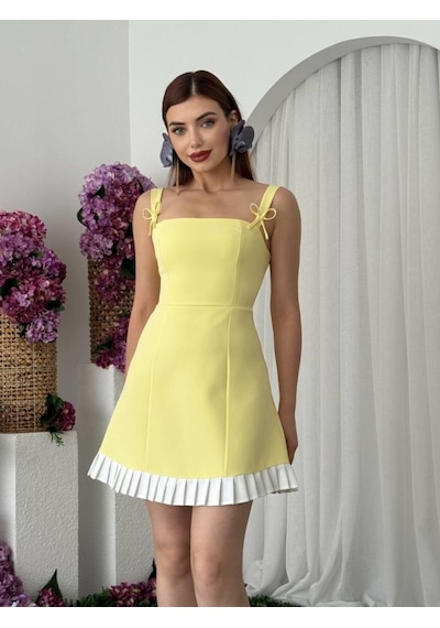 Moderie Butik Steel Fiyonk Detay Elbise Altın