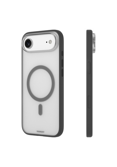 Apple Uyumlu iPhone 17 Air  Kılıf M-safe Şarj Özellikli Youngkit Clear Serisi Kapak Siyah Siyah