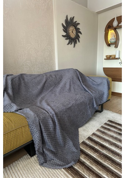 Sofline Kadife Şönil Koltuk Örtüsü, Kaymaz Kanepe Örtüsü, Koltuk Şalı 180 X 220cm Antrasit