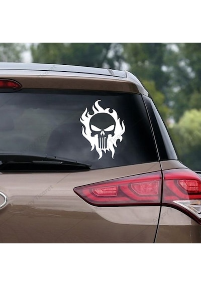 Alevli Kuru Kafa Sticker Alev Sticker Araba Oto Sticker