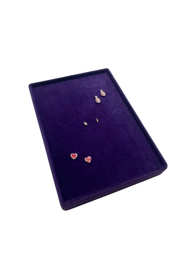 Süet Kumaş Mor Renk 24/17 Cm Batırmalı Piercing - Küpe Tablası