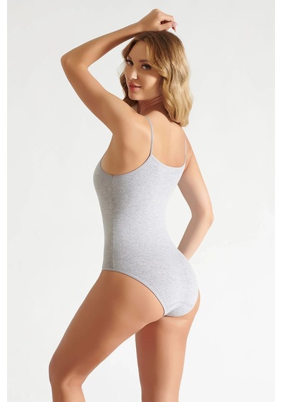 Hepsine Rakip 6lı Kadın Pamuklu Body İp Askılı Kancalı Ekonomik Rahat Gri