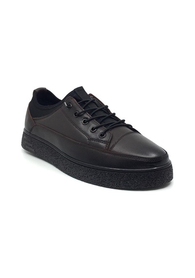 Catelli %100 Deri Ortopedik Erkek Kışlık Rahat Günlük Bağsız Sneaker Ayakkabı 40-44 Kahverengi