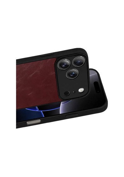 Newface Apple İphone 17 Pro Max Aras Deri Kapak - Bordo