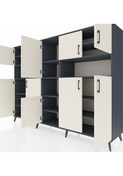Hyperion Dolap 14 Raflı 10 Kapaklı 220x44x163 Antrasit-aytaşı/ant Antrasit-aytaşı/antrasit
