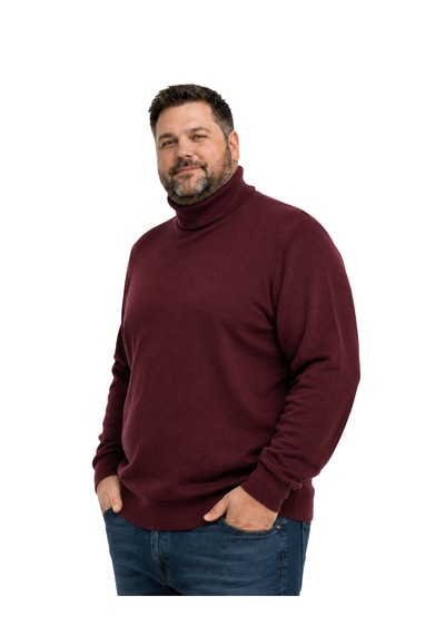 Battalmoda Erkek Büyük Beden Bordo Tam Balıkçı Triko Kazak 3xl-4xl-5xl-6xl
