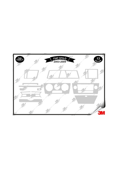 Fiat Stilo 2003-2009 Torpido Konsol Trim Göğüs Maun Kaplama Set13 Parça Gümüş