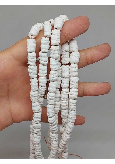Beyaz Tırtıklı Mat Seramik Boncuk Dizi 10-12mm/33cm 54214 Çok REnkli