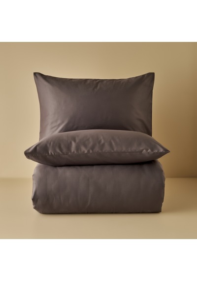 %100 Pamuk Saten Supreme Basic Çift Kişilik Nevresim Seti Antrasit 200x220 Cm