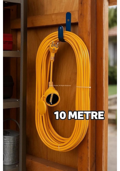 Seyyar Uzatma Kablosu, Erkek Ve Dişi Fiş Kaplinli, Kapaklı Prizli, 3x2.5 Mm, Kalın Kablo, Bahçe Standart