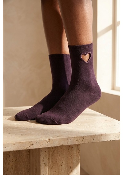 Katıa&bony Kadın Kalp Pencereli Soket Çorap Koyu Mor Dark Purple
