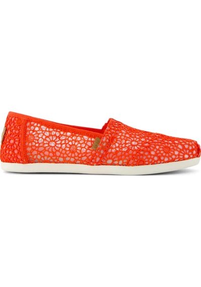 Espadril / Keten Kadın 10021935 Toms Alpargata Moroccan Crochet Flame Flame Mercan