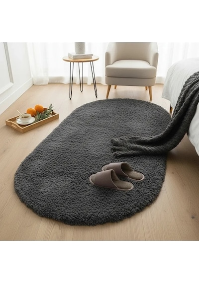 Yolluk Koyu Gri Gri Kaymaz Taban Peluş Oval